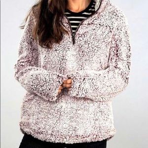 Thread & Supply Frosty Tipped Sherpa 1/4 Zip in Wine